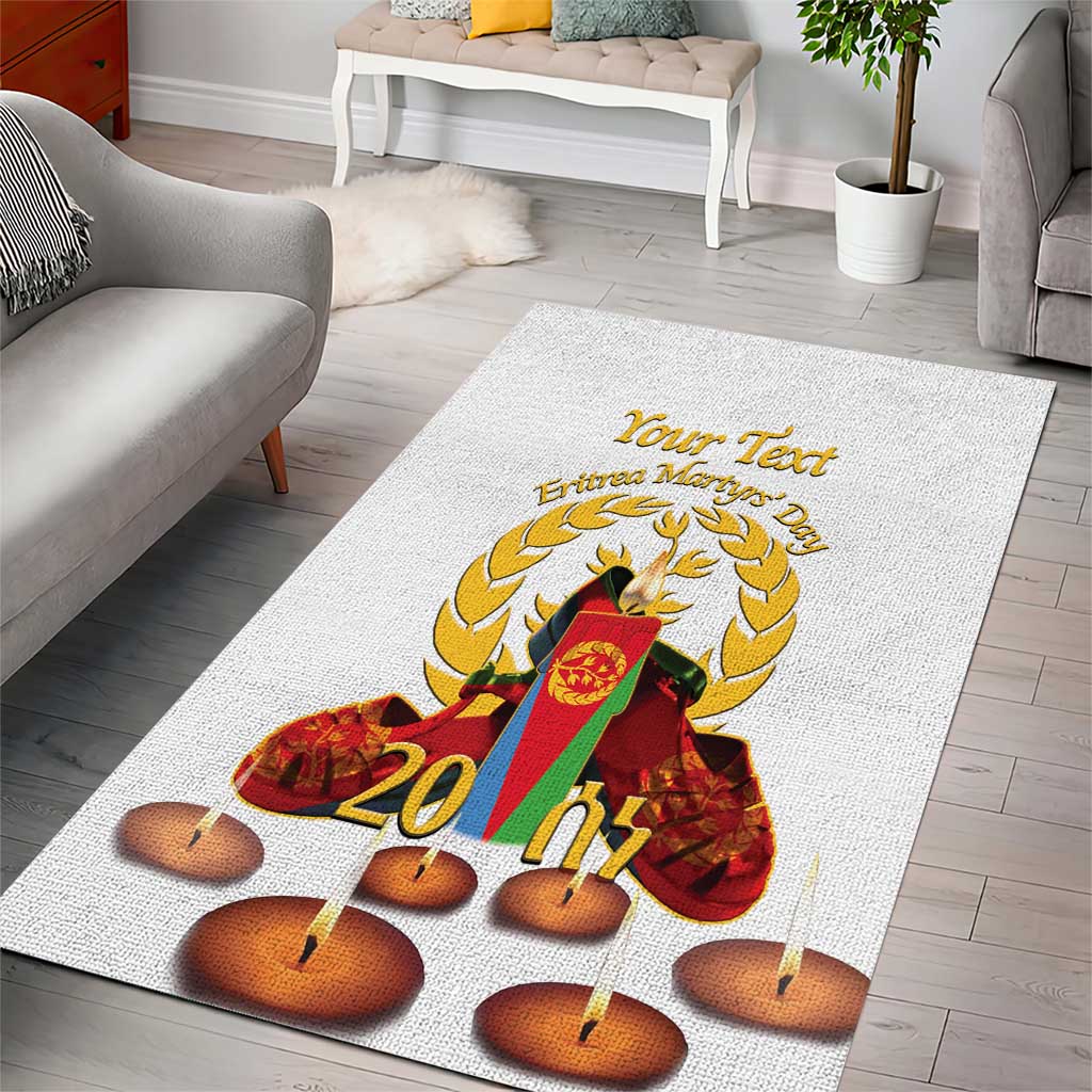 Custom Eritrea Martyrs' Day Area Rug 20 June Shida Shoes With Candles - White LT14