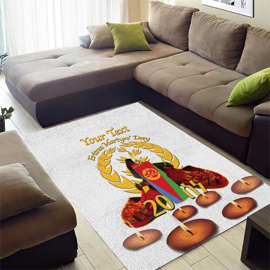 Custom Eritrea Martyrs' Day Area Rug 20 June Shida Shoes With Candles - White LT14