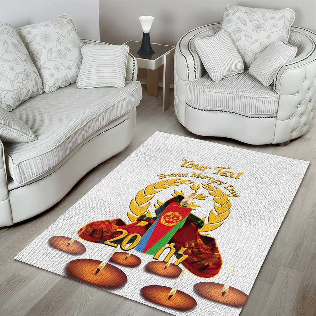 Custom Eritrea Martyrs' Day Area Rug 20 June Shida Shoes With Candles - White LT14