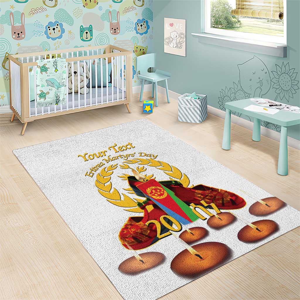 Custom Eritrea Martyrs' Day Area Rug 20 June Shida Shoes With Candles - White LT14