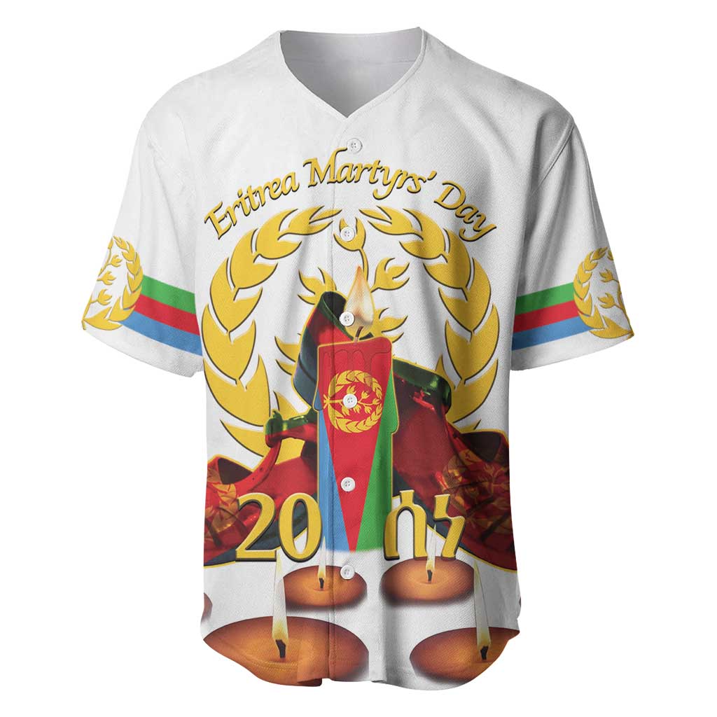 Custom Eritrea Martyrs' Day Baseball Jersey 20 June Shida Shoes With Candles - White LT14