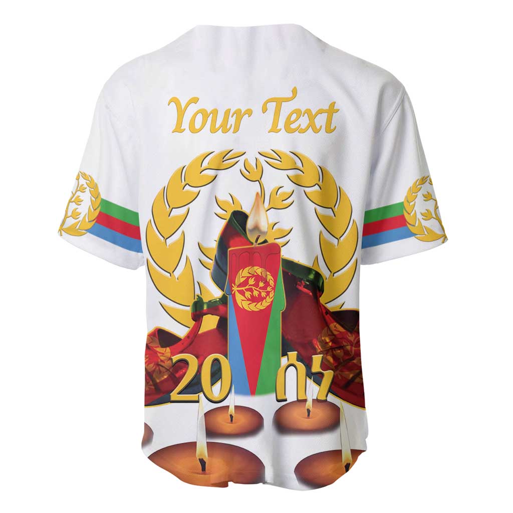Custom Eritrea Martyrs' Day Baseball Jersey 20 June Shida Shoes With Candles - White LT14