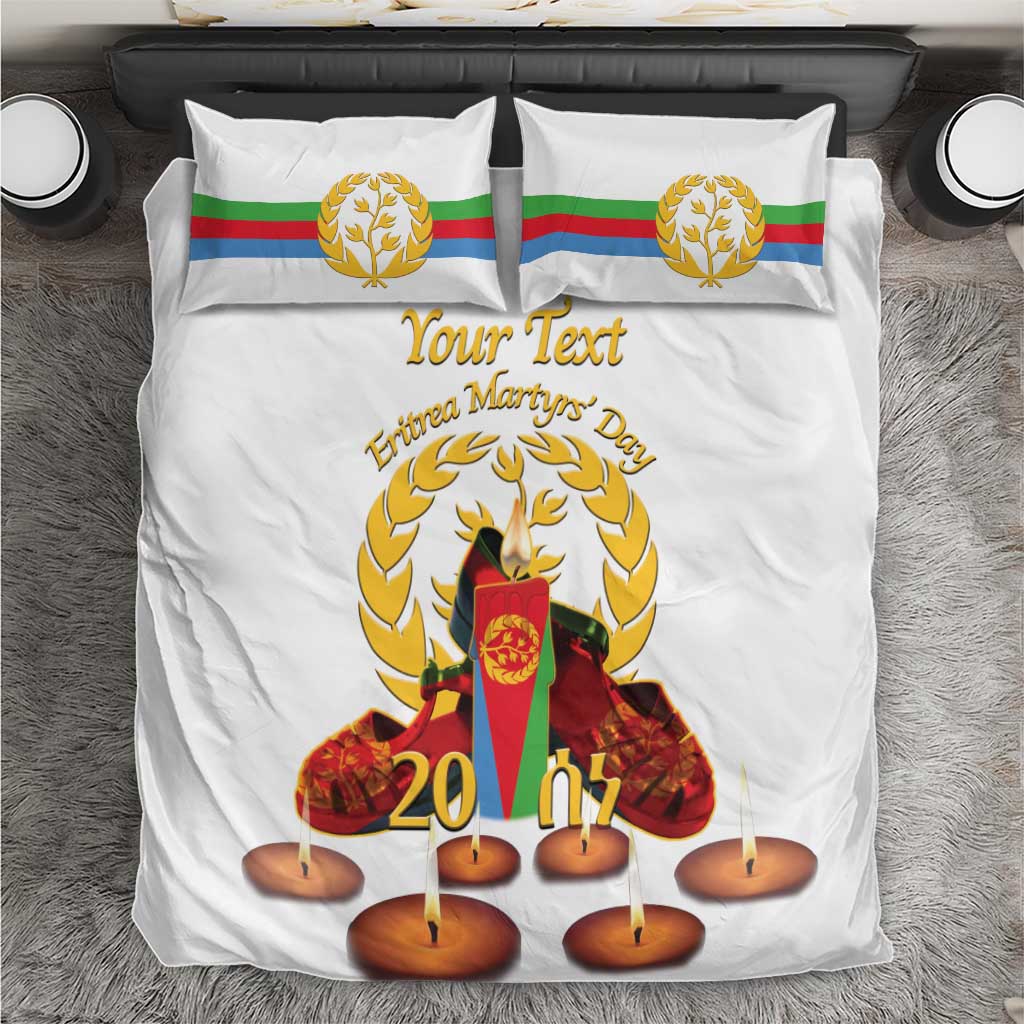 Custom Eritrea Martyrs' Day Bedding Set 20 June Shida Shoes With Candles - White LT14