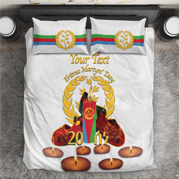 Custom Eritrea Martyrs' Day Bedding Set 20 June Shida Shoes With Candles - White LT14
