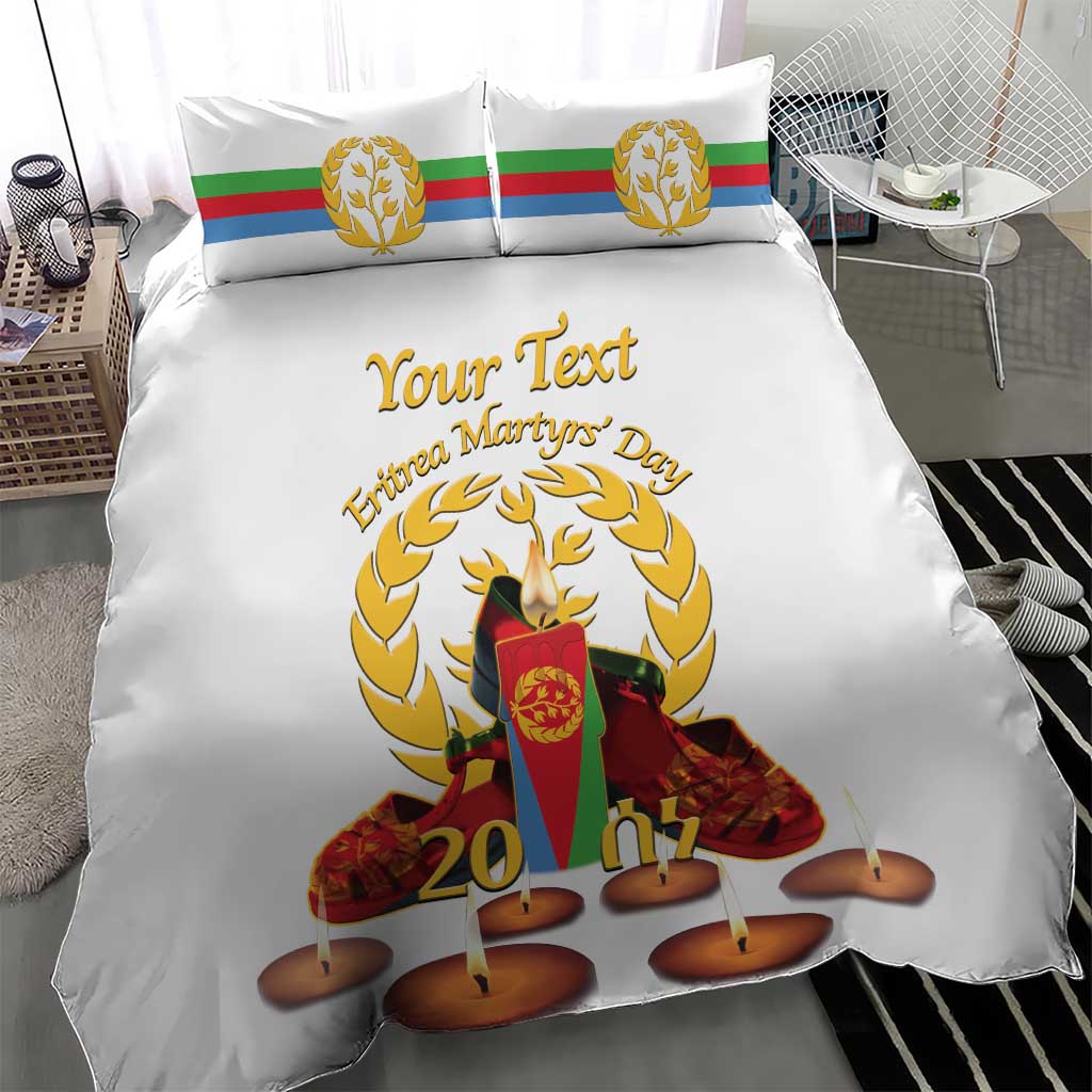 Custom Eritrea Martyrs' Day Bedding Set 20 June Shida Shoes With Candles - White LT14