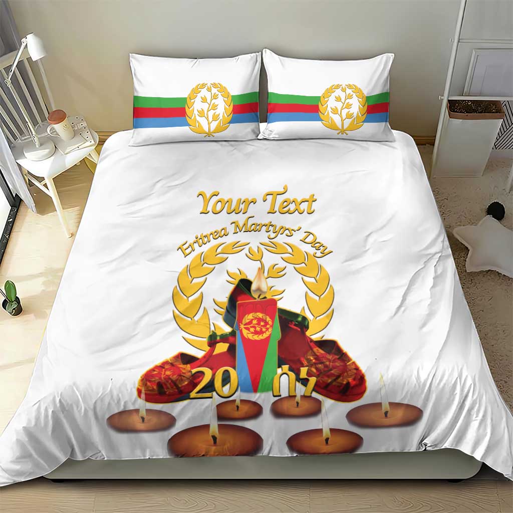 Custom Eritrea Martyrs' Day Bedding Set 20 June Shida Shoes With Candles - White LT14