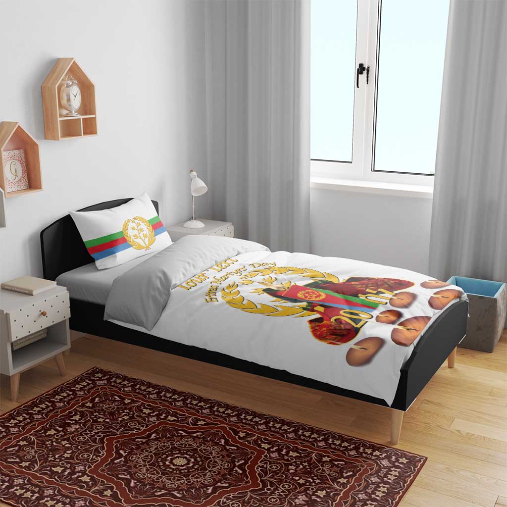 Custom Eritrea Martyrs' Day Bedding Set 20 June Shida Shoes With Candles - White LT14