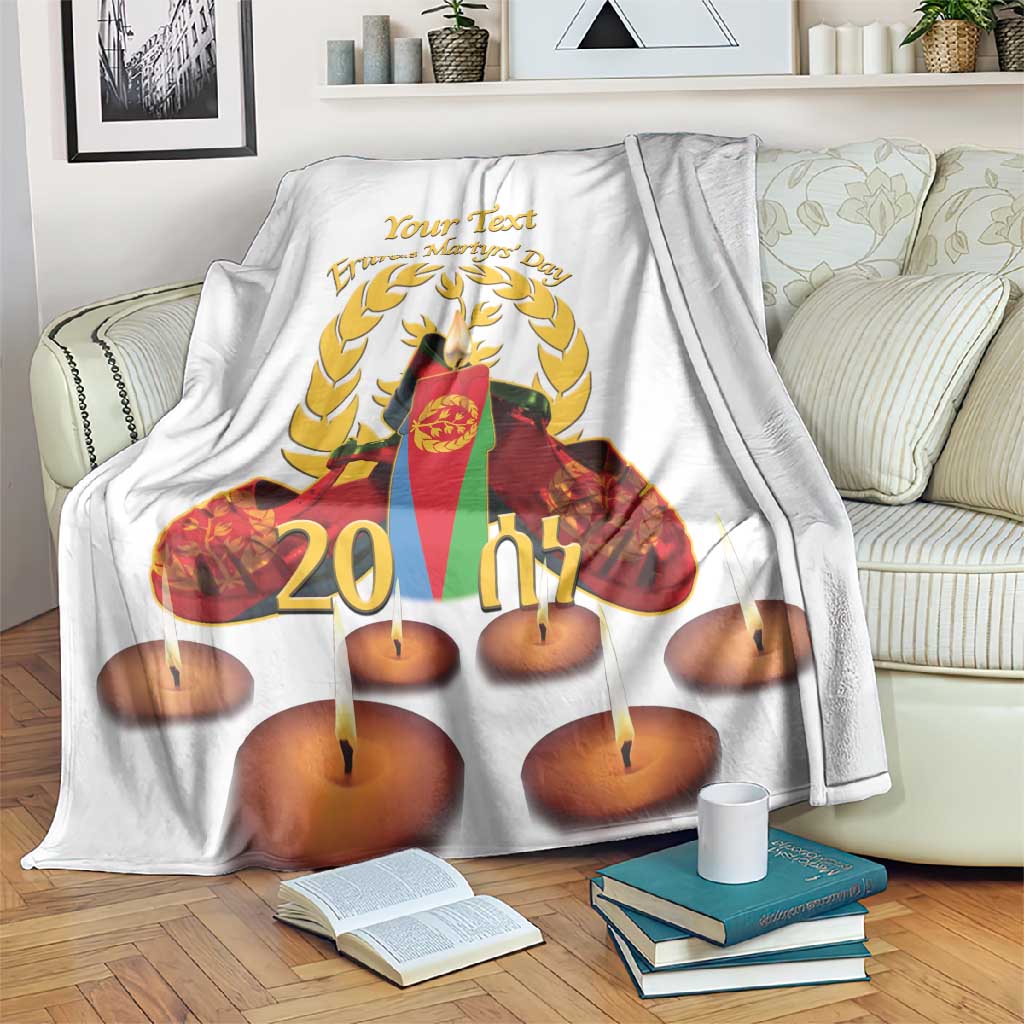 Custom Eritrea Martyrs' Day Blanket 20 June Shida Shoes With Candles - White LT14