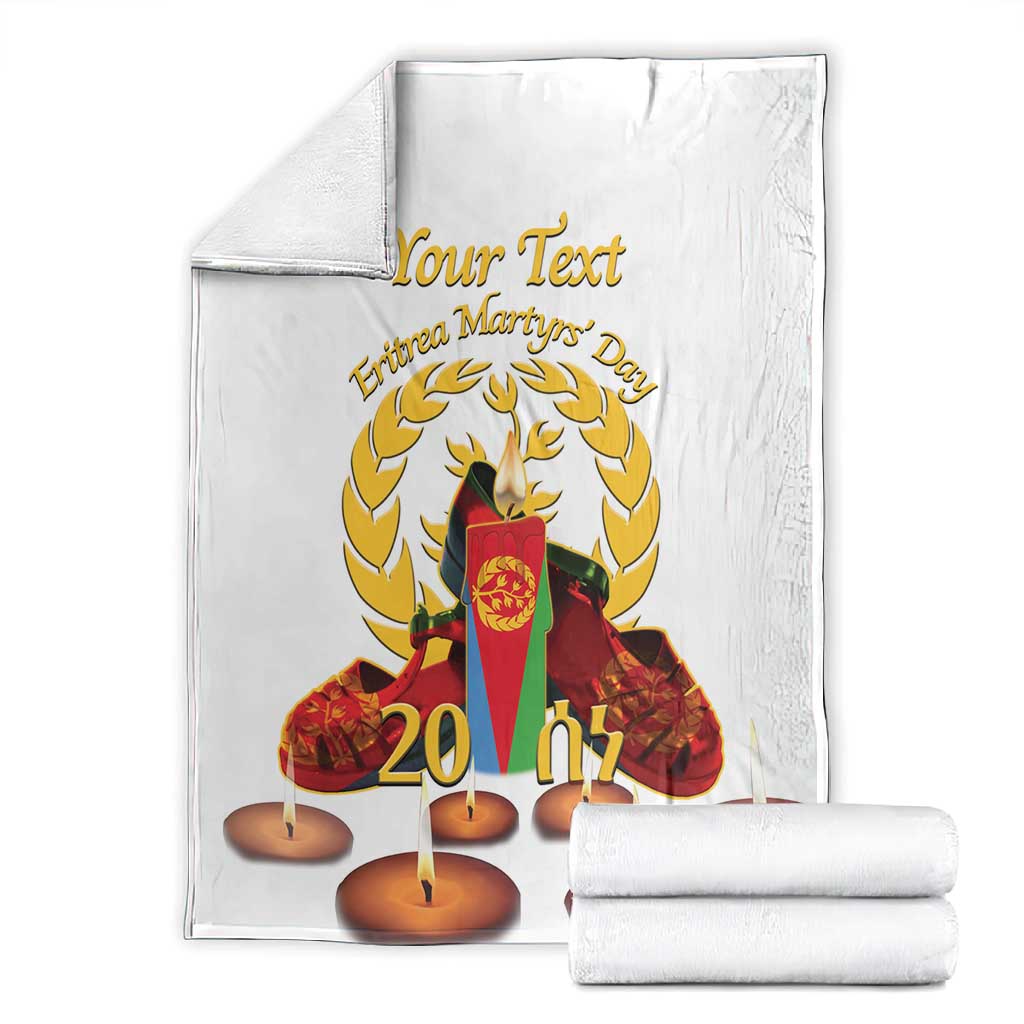 Custom Eritrea Martyrs' Day Blanket 20 June Shida Shoes With Candles - White LT14