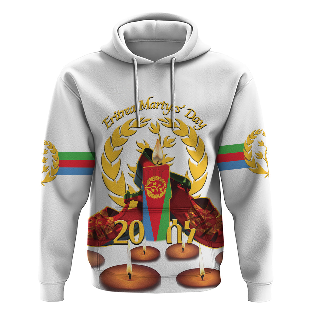 Custom Eritrea Martyrs' Day Hoodie 20 June Shida Shoes With Candles - White LT14