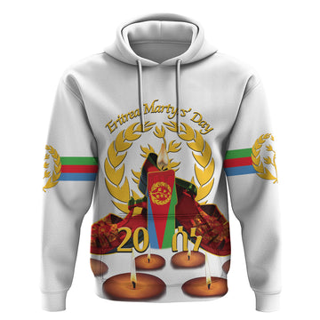 Custom Eritrea Martyrs' Day Hoodie 20 June Shida Shoes With Candles - White LT14