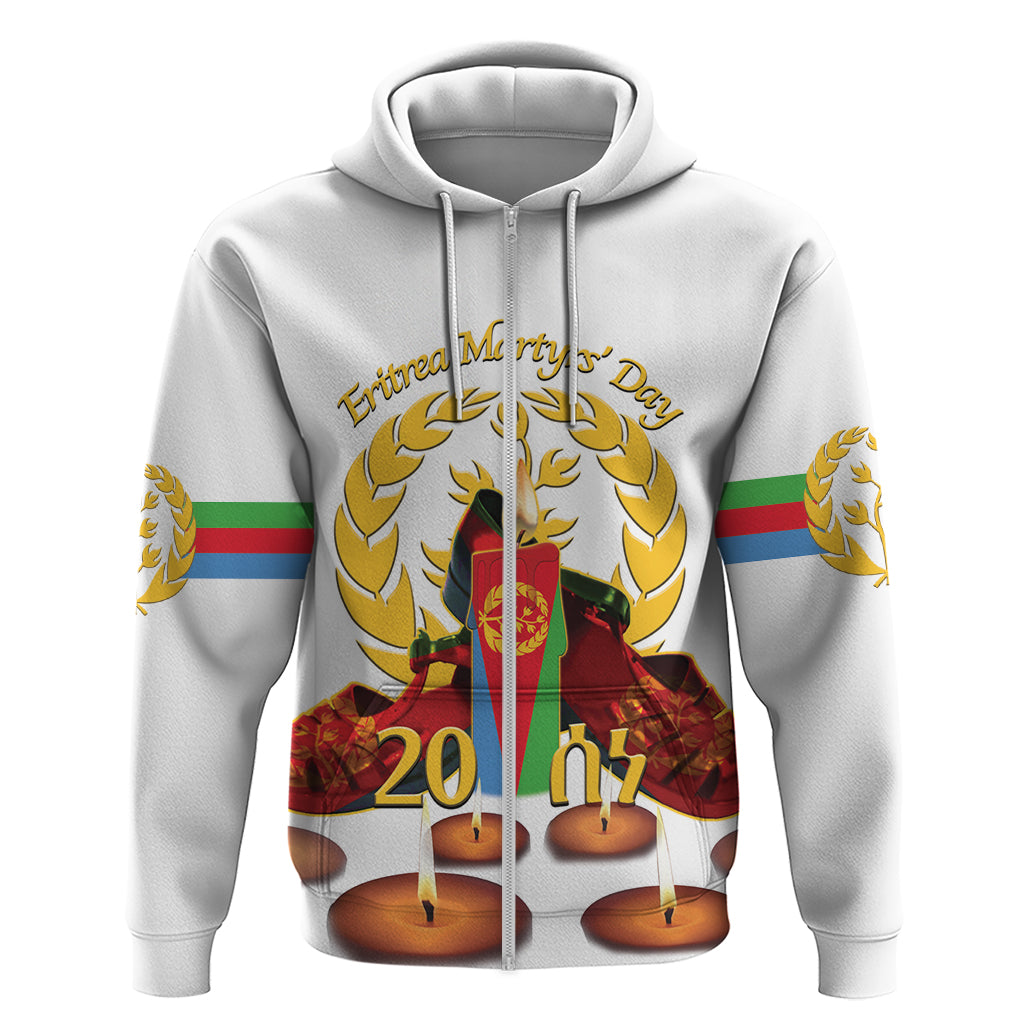 Custom Eritrea Martyrs' Day Hoodie 20 June Shida Shoes With Candles - White LT14