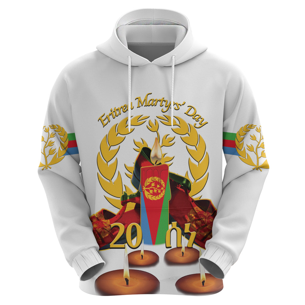 Custom Eritrea Martyrs' Day Hoodie 20 June Shida Shoes With Candles - White LT14