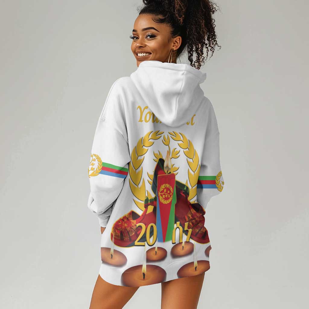 Custom Eritrea Martyrs' Day Hoodie Dress 20 June Shida Shoes With Candles - White LT14