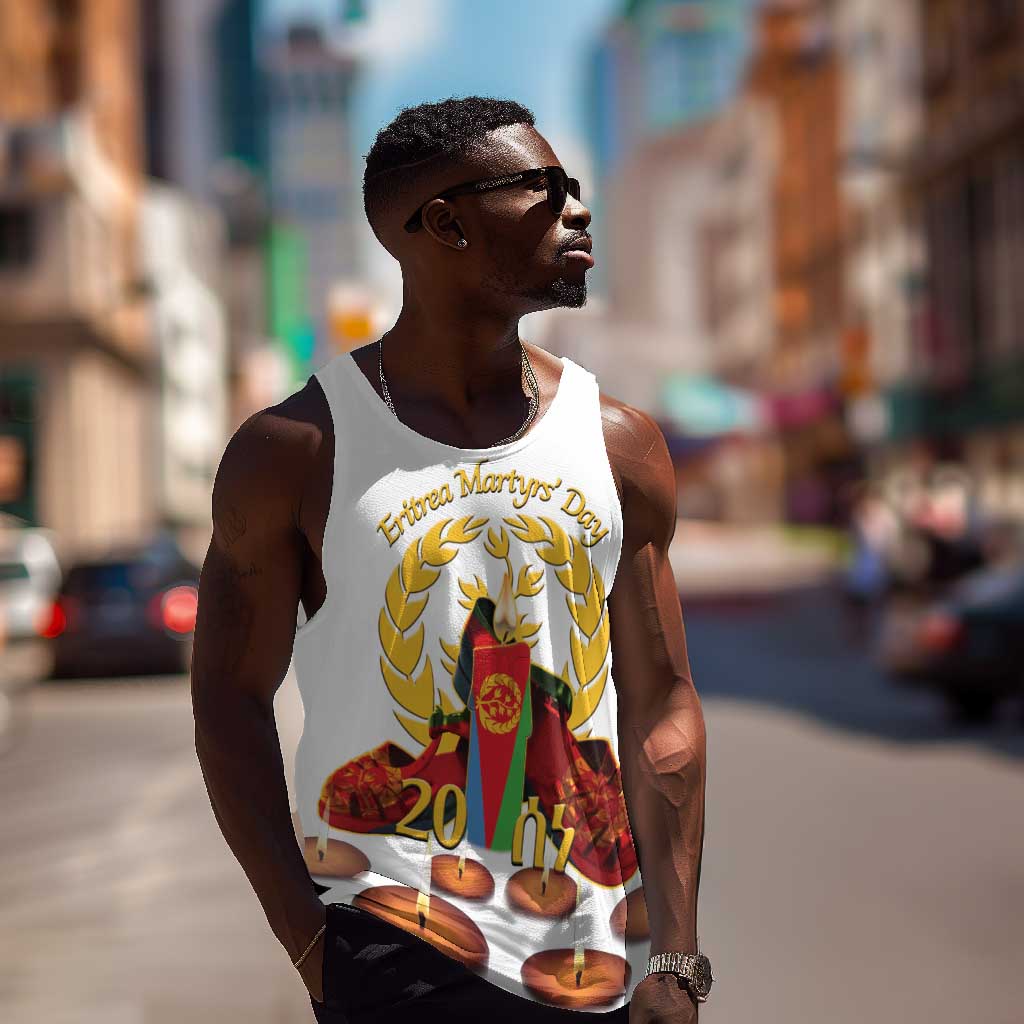 Custom Eritrea Martyrs' Day Men Tank Top 20 June Shida Shoes With Candles - White LT14