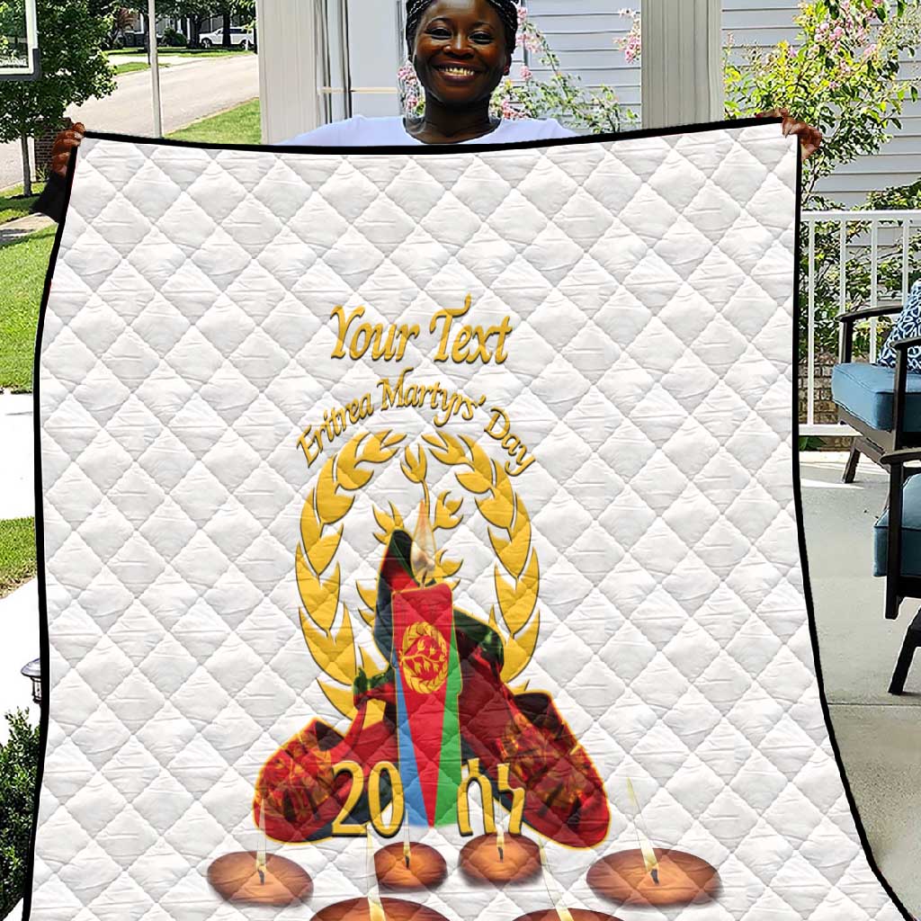 Custom Eritrea Martyrs' Day Quilt 20 June Shida Shoes With Candles - White LT14