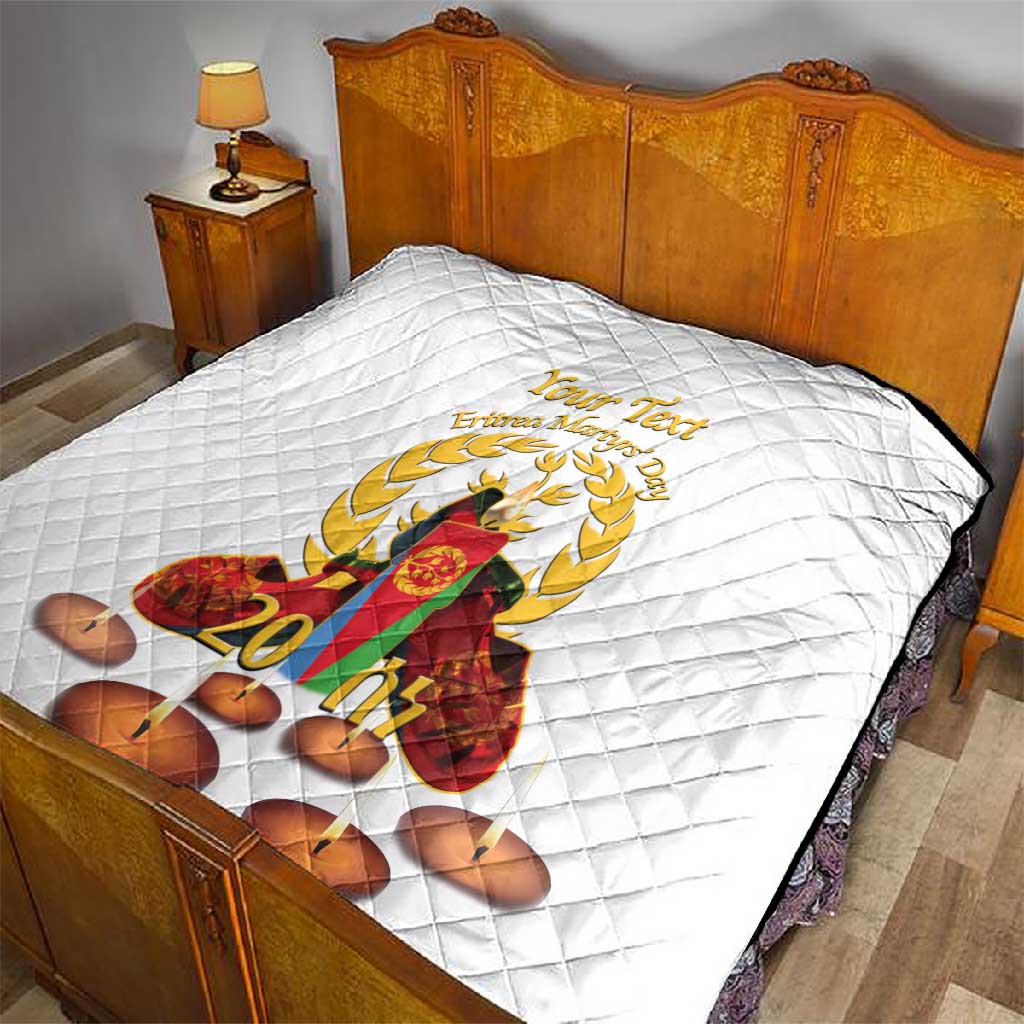 Custom Eritrea Martyrs' Day Quilt 20 June Shida Shoes With Candles - White LT14