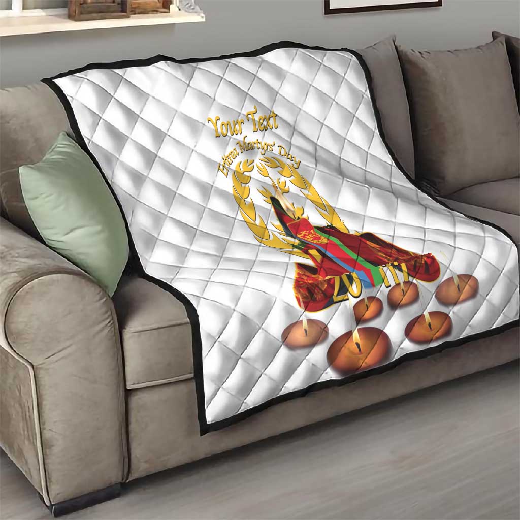 Custom Eritrea Martyrs' Day Quilt 20 June Shida Shoes With Candles - White LT14