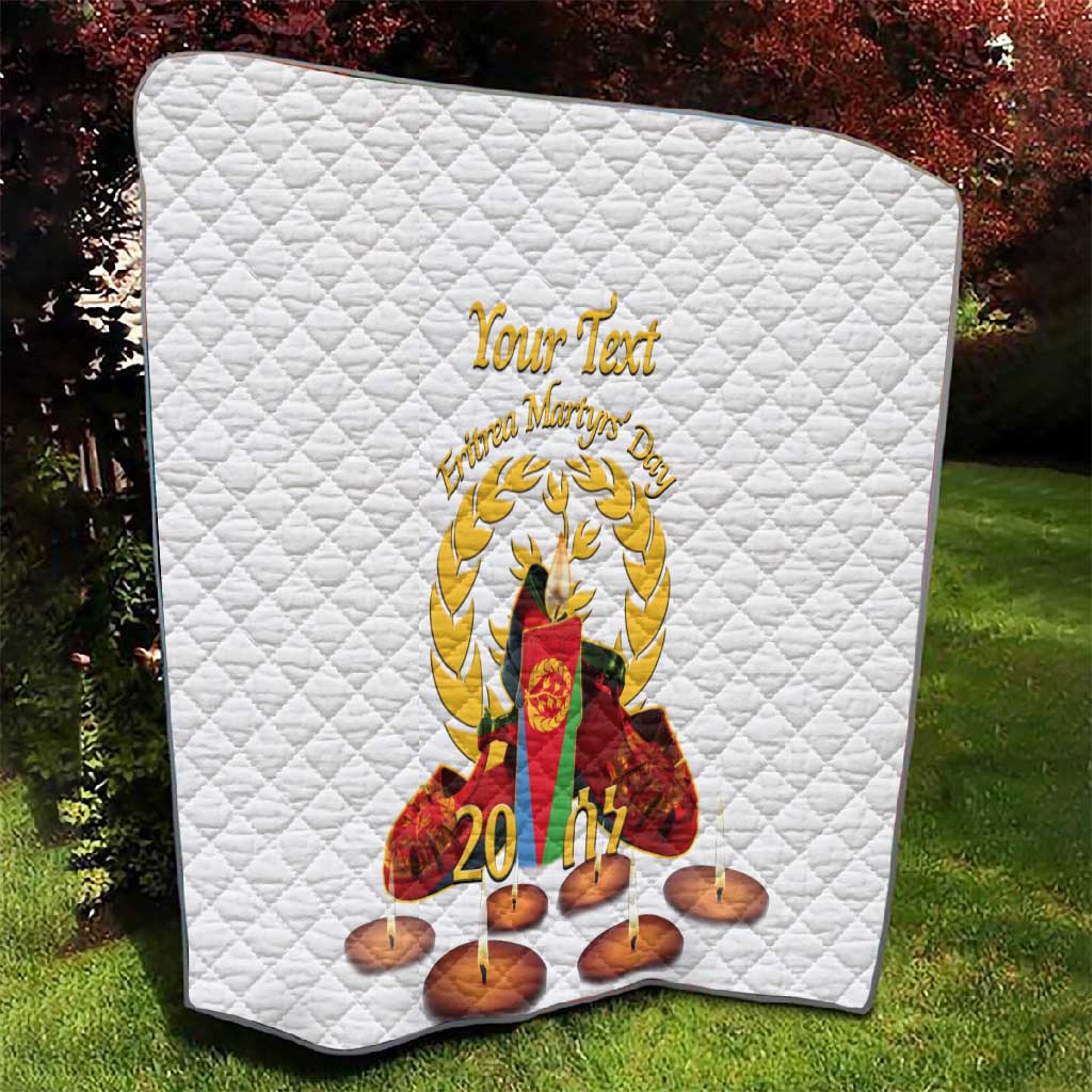 Custom Eritrea Martyrs' Day Quilt 20 June Shida Shoes With Candles - White LT14
