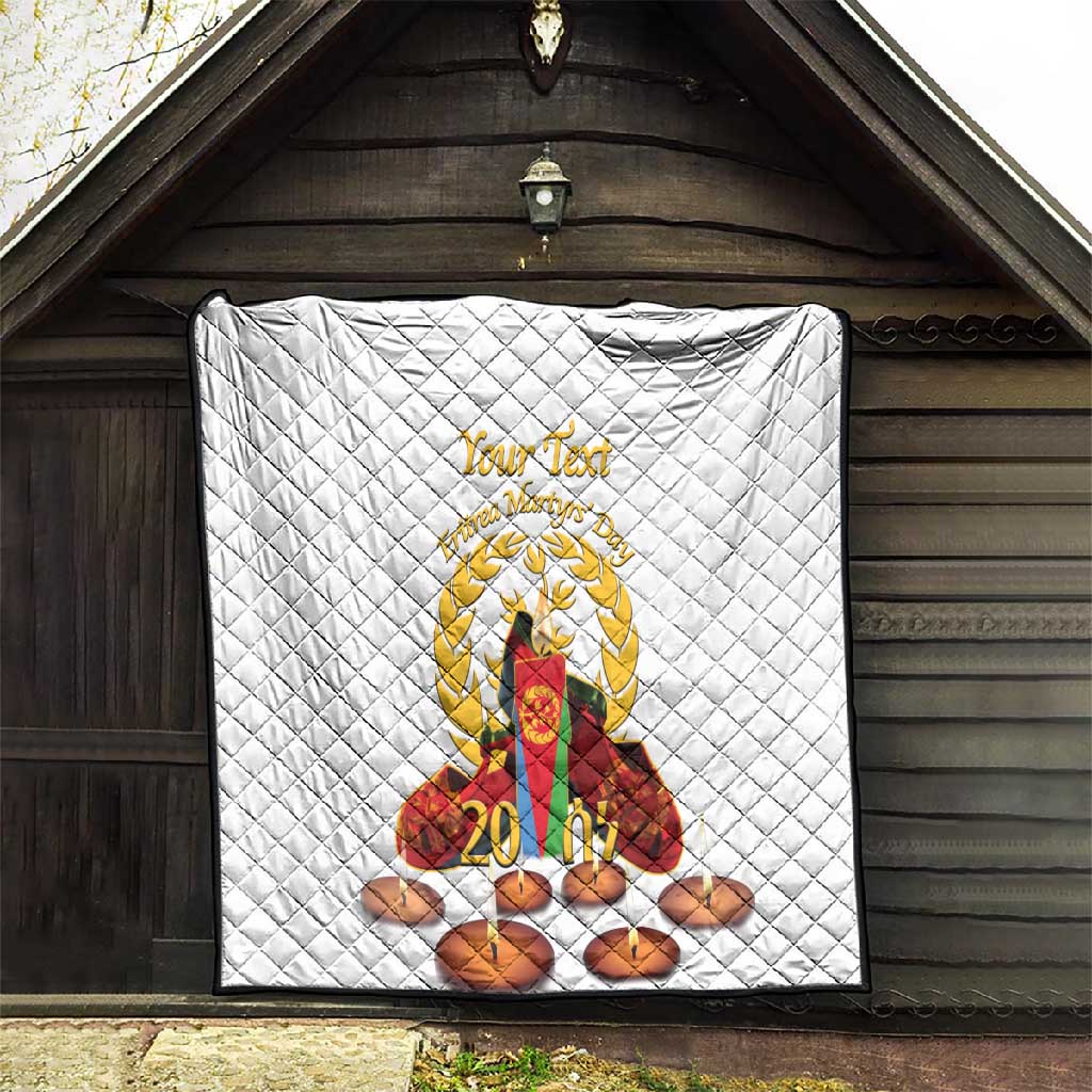 Custom Eritrea Martyrs' Day Quilt 20 June Shida Shoes With Candles - White LT14