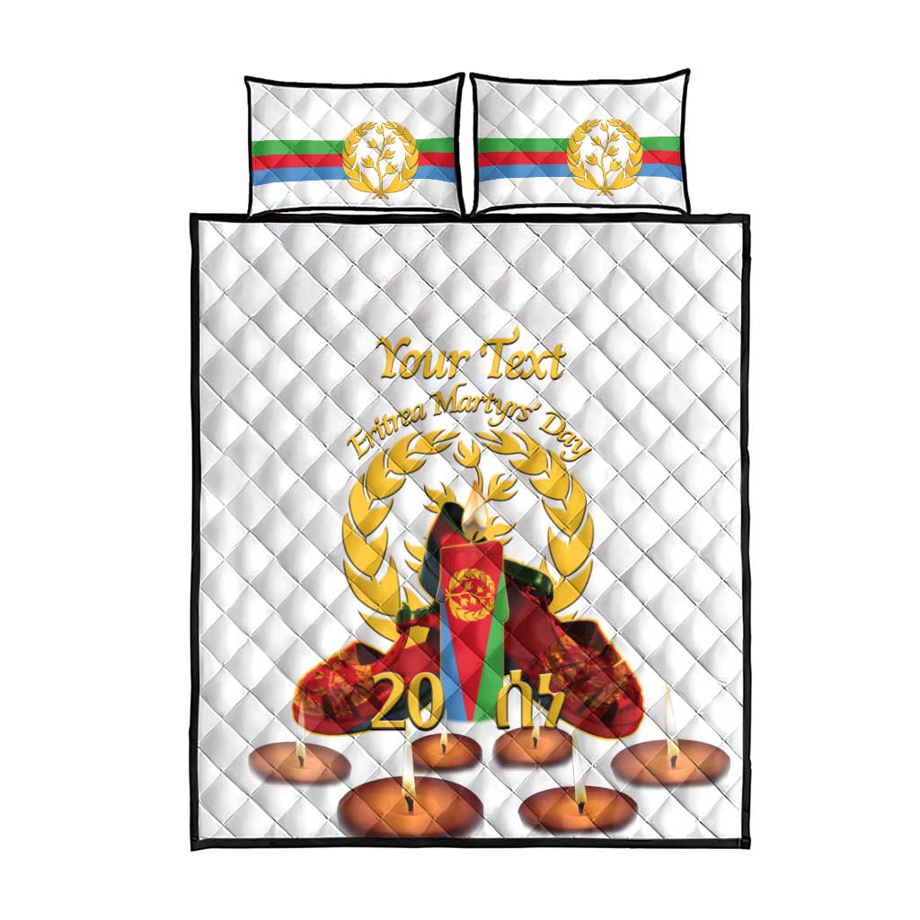 Custom Eritrea Martyrs' Day Quilt Bed Set 20 June Shida Shoes With Candles - White LT14