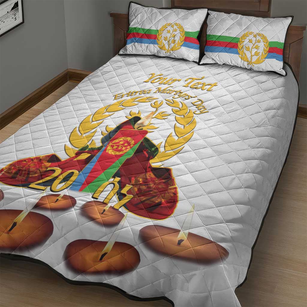 Custom Eritrea Martyrs' Day Quilt Bed Set 20 June Shida Shoes With Candles - White LT14