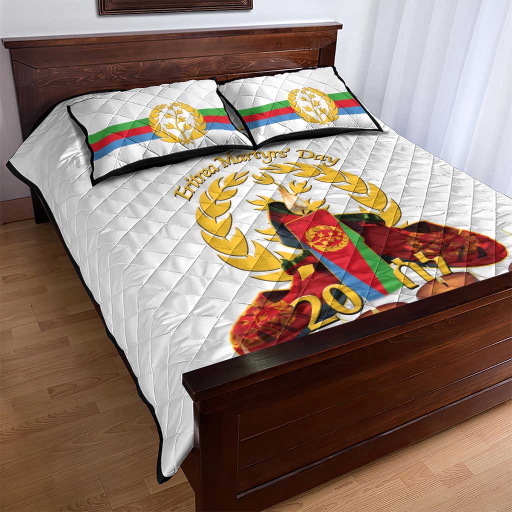 Custom Eritrea Martyrs' Day Quilt Bed Set 20 June Shida Shoes With Candles - White LT14