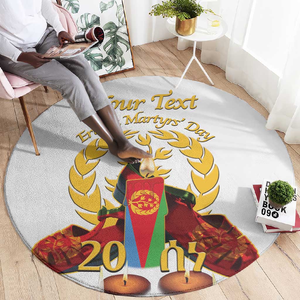 Custom Eritrea Martyrs' Day Round Carpet 20 June Shida Shoes With Candles - White LT14
