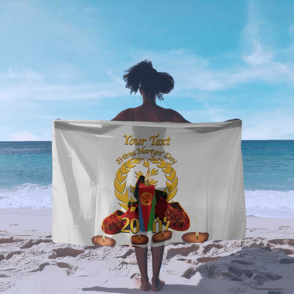Custom Eritrea Martyrs' Day Sarong 20 June Shida Shoes With Candles - White LT14