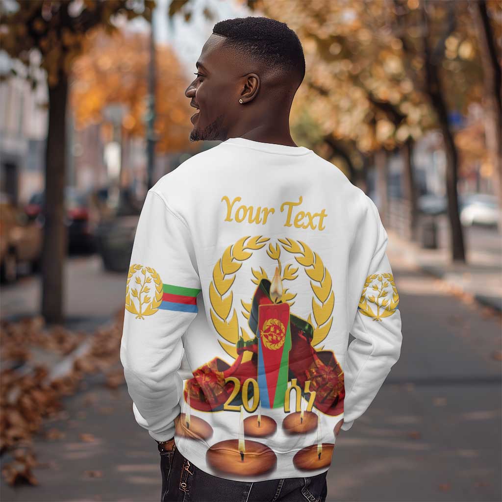 Custom Eritrea Martyrs' Day Sweatshirt 20 June Shida Shoes With Candles - White LT14
