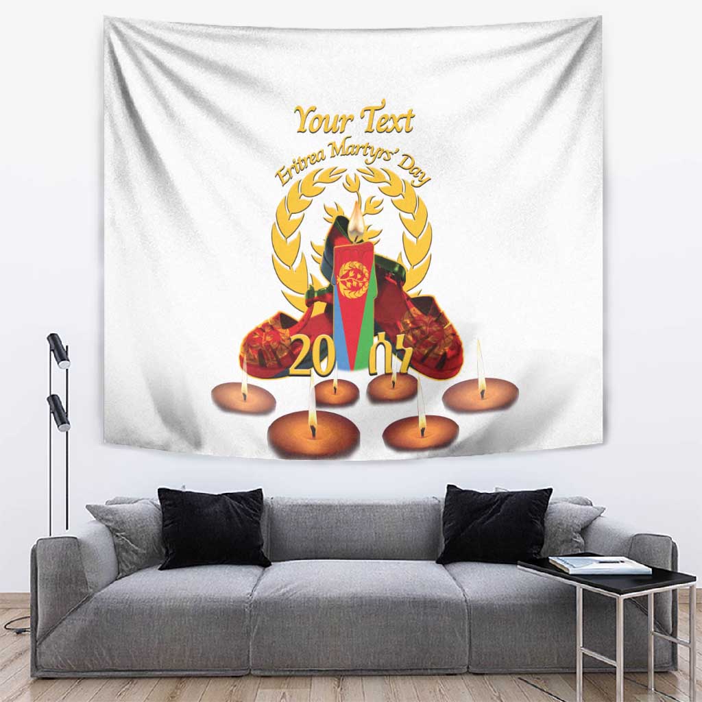 Custom Eritrea Martyrs' Day Tapestry 20 June Shida Shoes With Candles - White LT14