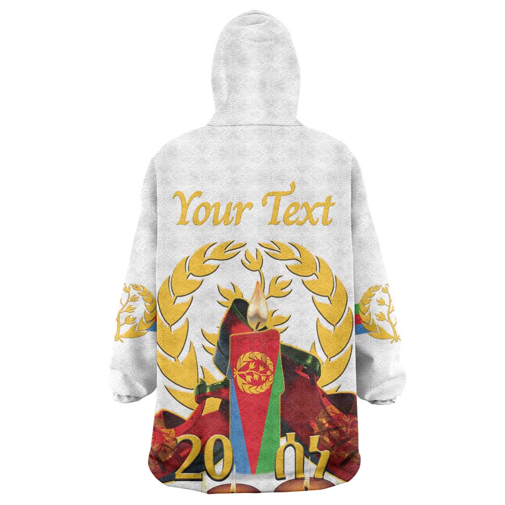 Custom Eritrea Martyrs' Day Wearable Blanket Hoodie 20 June Shida Shoes With Candles - White LT14