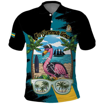 The Bahamas Flamingo Polo Shirt It's Summer Time LT14