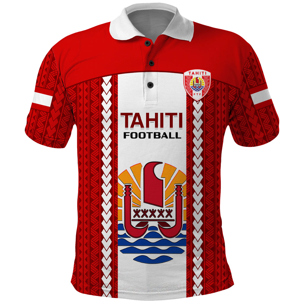 Personalised Tahitian Football Polo Shirt Tahiti Coat Of Arm Polynesian Sporty Style LT14