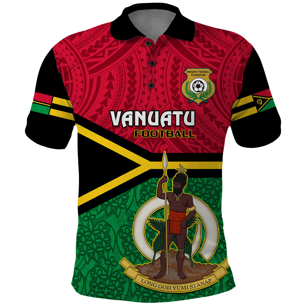 Vanuatu Football Polo Shirt Vanuatuan Coat Of Arm Polynesian Flag Style LT14