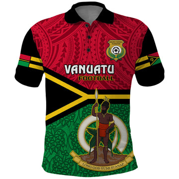 Vanuatu Football Polo Shirt Vanuatuan Coat Of Arm Polynesian Flag Style LT14