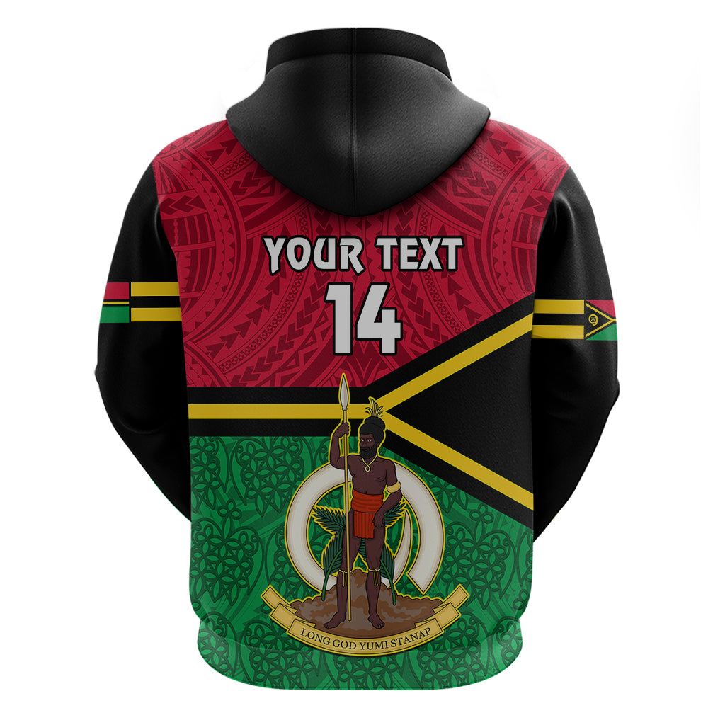 Personalised Vanuatu Football Hoodie Vanuatuan Coat Of Arm Polynesian Flag Style LT14