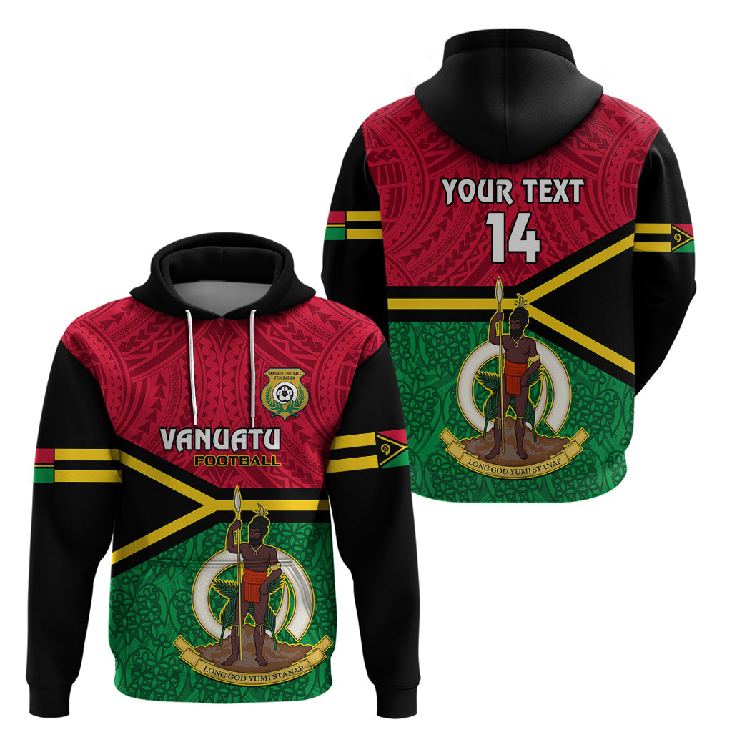 Personalised Vanuatu Football Hoodie Vanuatuan Coat Of Arm Polynesian Flag Style LT14