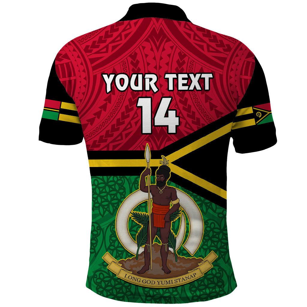 Personalised Vanuatu Football Polo Shirt Vanuatuan Coat Of Arm Polynesian Flag Style LT14