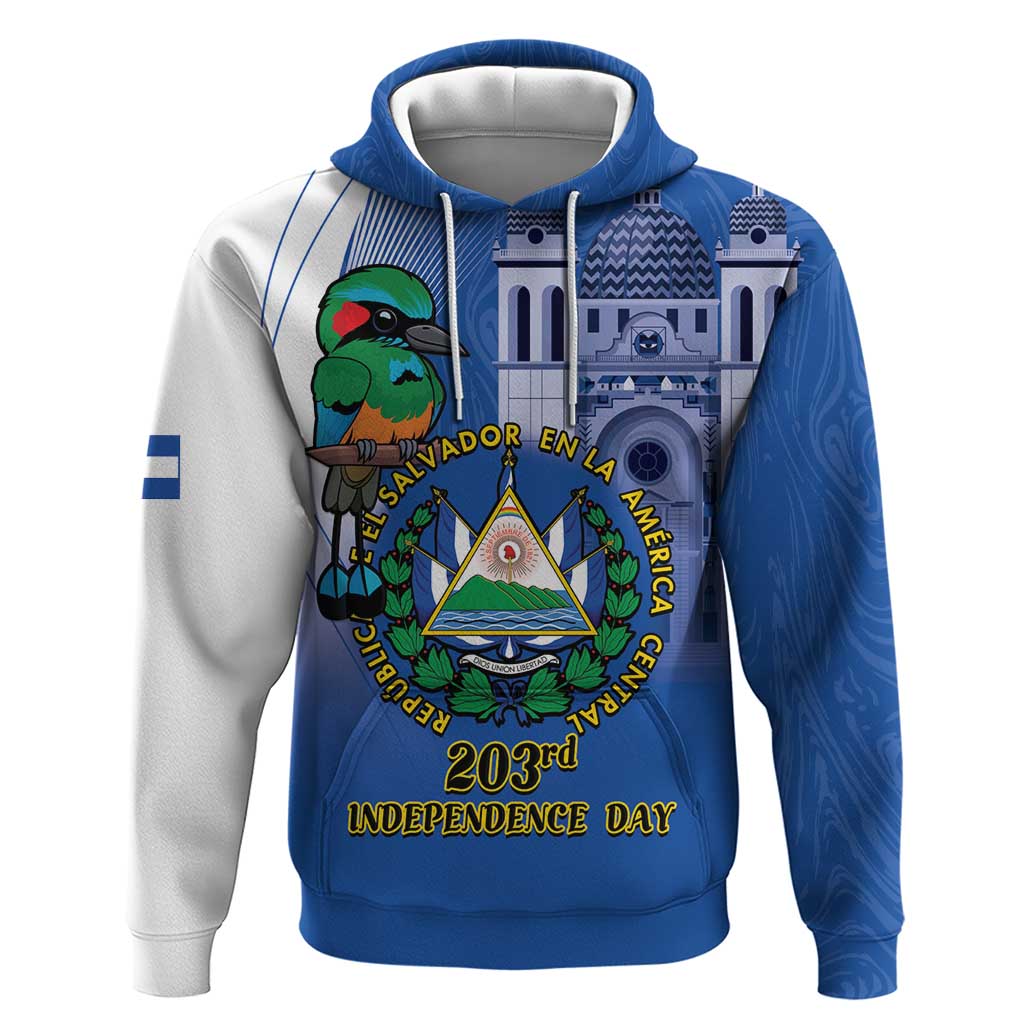 El Salvador Independence Day Hoodie 203rd Anniversary Torogoz Bird LT14