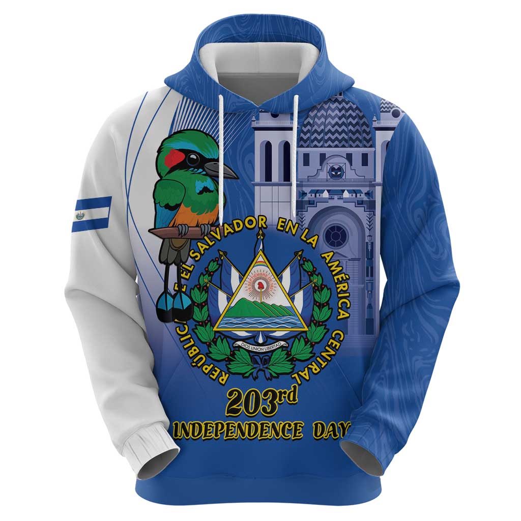 El Salvador Independence Day Hoodie 203rd Anniversary Torogoz Bird LT14