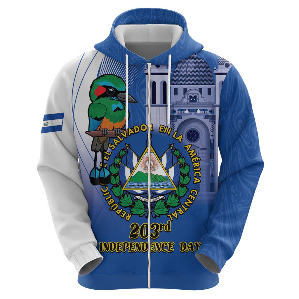 El Salvador Independence Day Hoodie 203rd Anniversary Torogoz Bird LT14