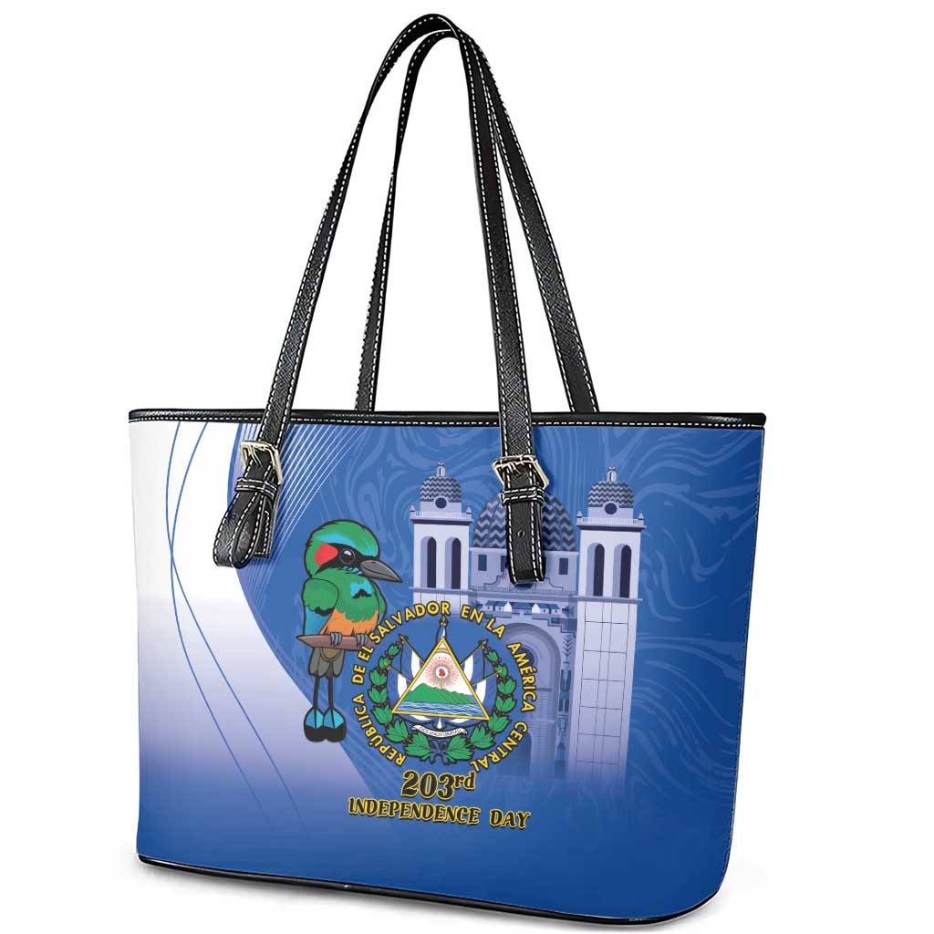 El Salvador Independence Day Leather Tote Bag 203rd Anniversary Torogoz Bird LT14