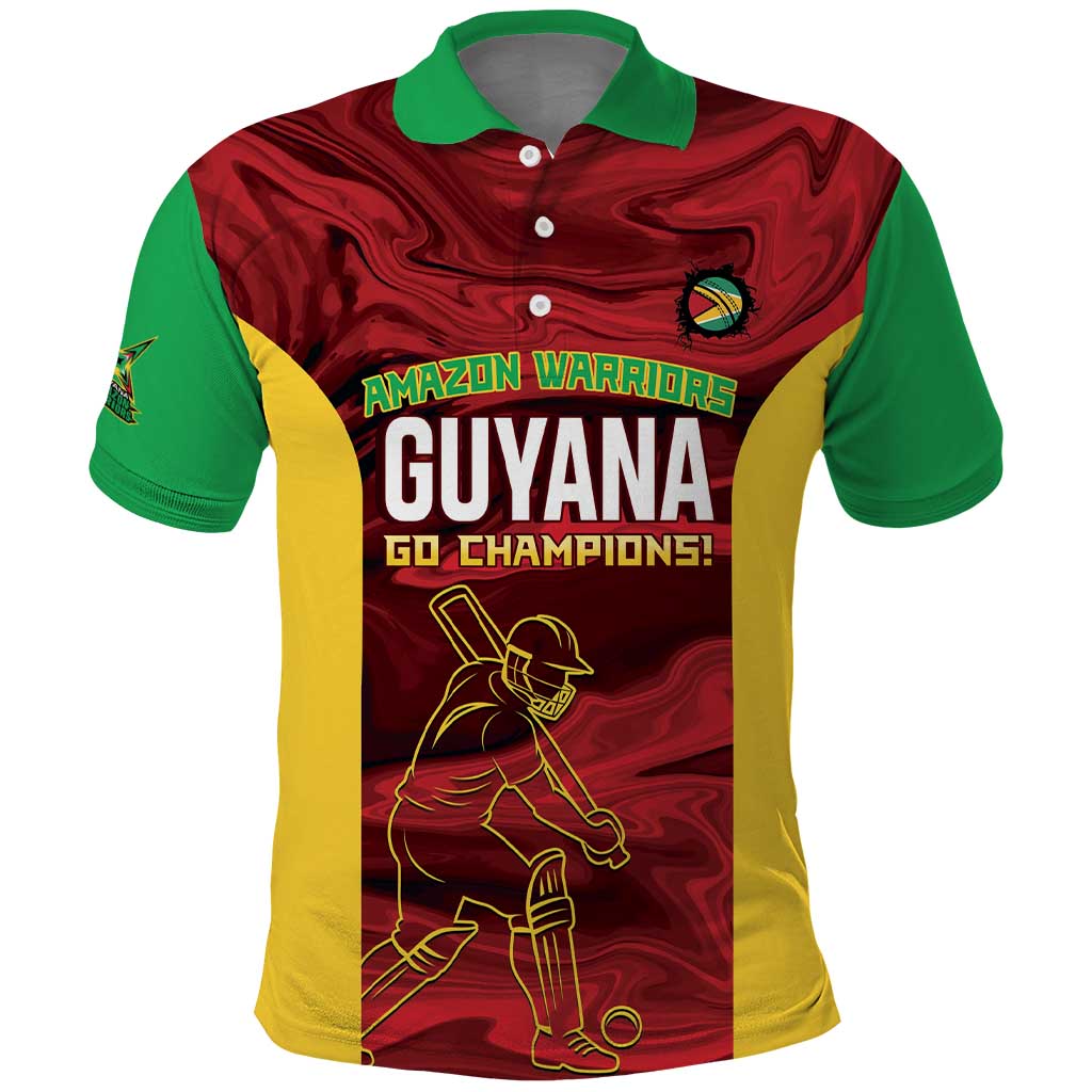 Custom Guyana Cricket Polo Shirt Go Amazon Warriors Marble Pattern LT14