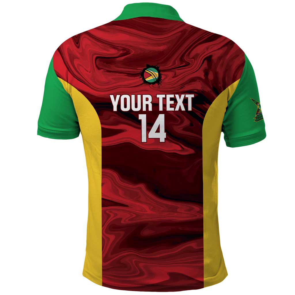 Custom Guyana Cricket Polo Shirt Go Amazon Warriors Marble Pattern LT14