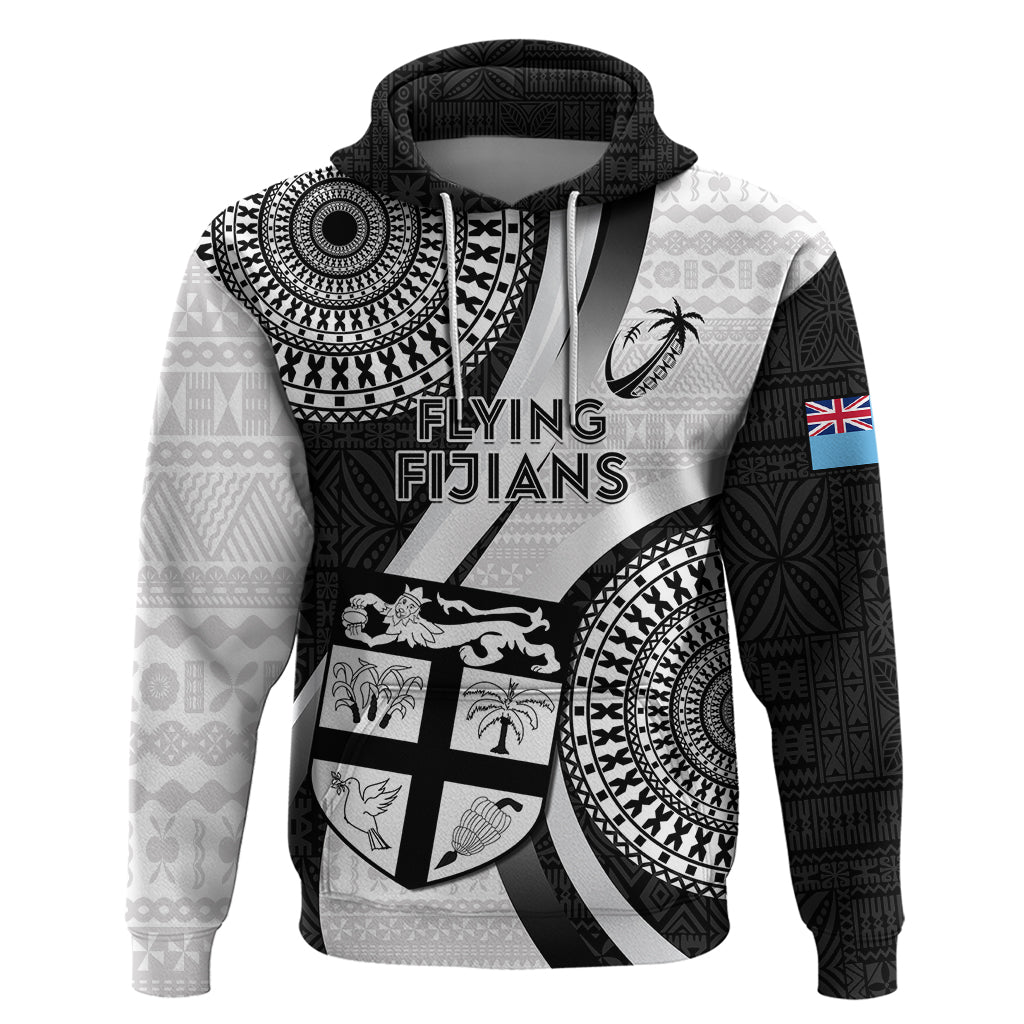 Custom Fiji Rugby Hoodie World Cup 2023 Go Champions Fijian Tapa Black Version LT14