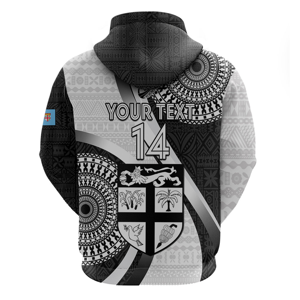 Custom Fiji Rugby Hoodie World Cup 2023 Go Champions Fijian Tapa Black Version LT14