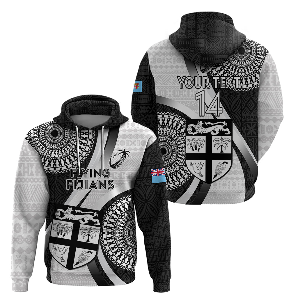 Custom Fiji Rugby Hoodie World Cup 2023 Go Champions Fijian Tapa Black Version LT14
