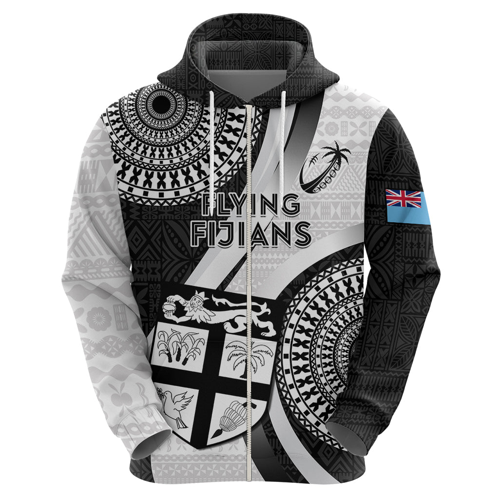 Custom Fiji Rugby Hoodie World Cup 2023 Go Champions Fijian Tapa Black Version LT14