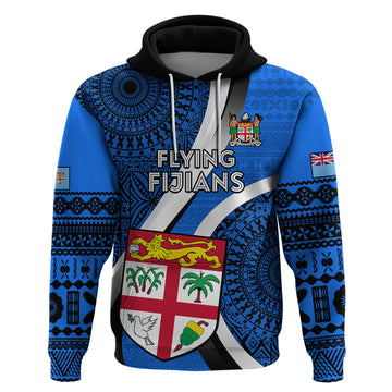 Custom Fiji Rugby Hoodie World Cup 2023 Go Champions Fijian Tapa Blue Version LT14